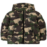 Palm Angels Green Camo Palms Hoodie Puffer Jacket