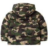 Palm Angels Green Camo Palms Hoodie Puffer Jacket