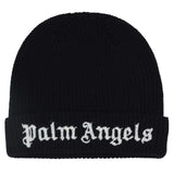 Palm Angels Black Logo-Embroidered Knitted Beanie