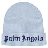 Palm Angels Blue Logo-Embroidered Knitted Beanie