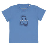 Palm Angels Blue T-Shirt With Spray Paint Bear
