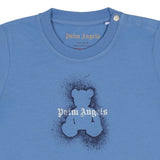 Palm Angels Blue T-Shirt With Spray Paint Bear