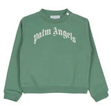 Palm Angels Green Curved Logo Sweatshirt