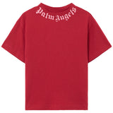 Palm Angels Red T-Shirt With Logo Print On Neck