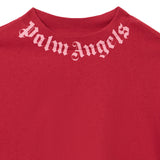 Palm Angels Red T-Shirt With Logo Print On Neck