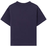 Palm Angels Navy T-Shirt With Logo Print On Neck