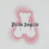 Palm Angels Ivory T-Shirt With Pink Spray Paint Bear