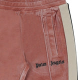 Palm Angels Pink Velour Logo Joggers With Side Stripes