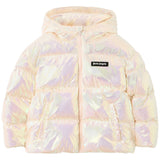 Palm Angels Ivory Iridescent Logo Puffer Jacket