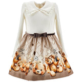 Monnalisa Ivory & Brown Teddy Bear Dress