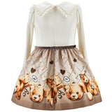 Monnalisa Ivory & Brown Teddy Bear Dress