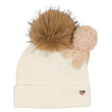 Monnalisa Cream Knitted Wool Teddy Bear Hat