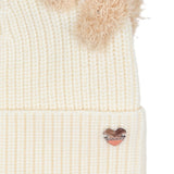 Monnalisa Cream Knitted Wool Teddy Bear Hat