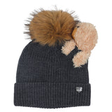 Monnalisa Grey Knitted Wool Teddy Bear Hat
