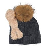 Monnalisa Grey Knitted Wool Teddy Bear Hat