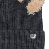 Monnalisa Grey Knitted Wool Teddy Bear Hat