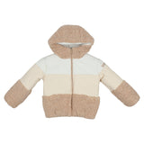 Monnalisa White Patchwork Down Jacket With Zipper & Hood