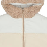 Monnalisa White Patchwork Down Jacket With Zipper & Hood