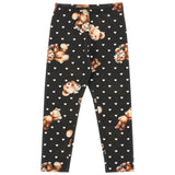 Monnalisa Black Teddy Bear Heart Leggings