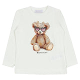 Monnalisa Ivory Rhinestone Bear T-Shirt