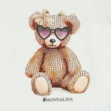 Monnalisa Ivory Rhinestone Bear T-Shirt