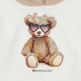 Monnalisa White Glamour Bear Hoodie Sweatshirt