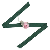 Monnalisa Pink Rose Print Dress With Detachable Rose Belt