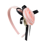 Monnalisa Pink Velvet Rose & Bow Hairband