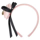 Monnalisa Pink Velvet Rose & Bow Hairband