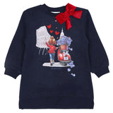 Monnalisa Navy Colosseum Bow Sweatshirt Dress