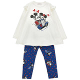 Monnalisa Blue Mickey & Minnie Mouse Leggings Set