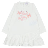 Monnalisa Ivory & Pink Cotton Bow Leggings Set