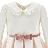 Monnalisa Ivory & Pink Ombre Milano Bow Print Dress