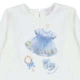 Monnalisa White Jersey & Blue Tulle Dress