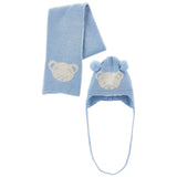 Monnalisa Blue Teddy Bear Hat And Scarf Set
