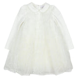 Monnalisa Ivory Tulle Dress With Flower Sash
