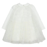 Monnalisa Ivory Tulle Dress With Flower Sash