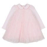 Monnalisa Pink Tulle Dress With Flower Sash