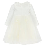 Monnalisa Ivory Dress With Tulle And Roses