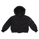 Monnalisa Black Puffer Jacket With Silver Logo