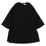 Monnalisa Black Pleated Dress With White Ruffle Collar