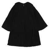 Monnalisa Black Pleated Dress With White Ruffle Collar