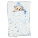 Monnalisa Ivory & Blue Teddy Rainbow Blanket