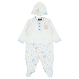 Monnalisa Ivory Teddy Rattle & Rainbow Print Babysuit Set