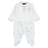 Monnalisa Ivory Teddy Rattle & Rainbow Print Babysuit Set