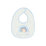 Monnalisa White & Blue Cotton Rainbow Bear Babysuit Set