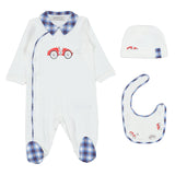 Monnalisa White Racing Car Babygrow Set
