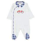 Monnalisa White Racing Car Babygrow Set