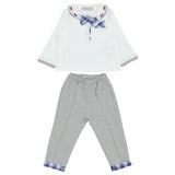 Monnalisa White & Grey T-Shirt And Trousers Set