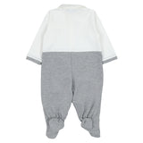 Monnalisa White & Grey Jumpsuit With Embroidered Cars